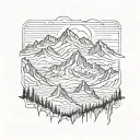 mountain range fine line tattoo design idea