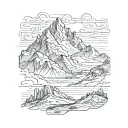 mountain range fine line tattoo design idea