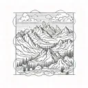 mountain range fine line tattoo design idea