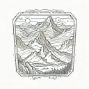 mountain range fine line tattoo design idea