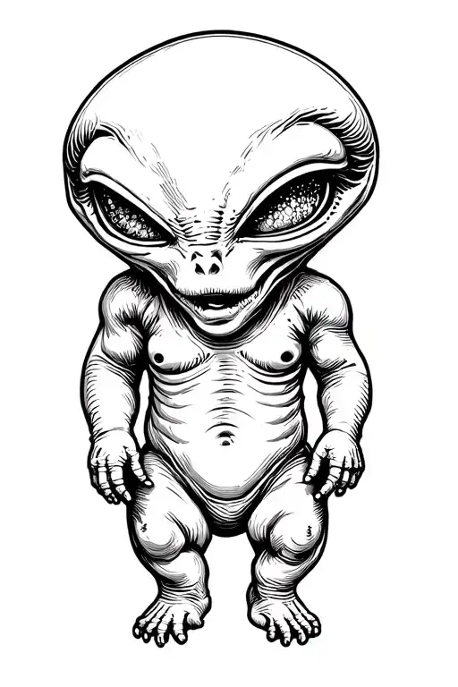 Alien Creepy Baby tattoo design idea