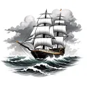 Sailor Jerry Style ship with waves in a storm cloud tattoo design idea