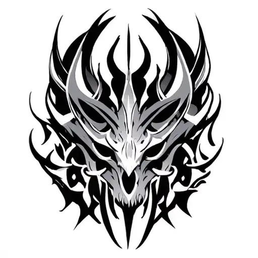 cyber sigilism style but tribal tattoo tattoo design idea