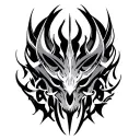 cyber sigilism style but tribal tattoo tattoo design idea