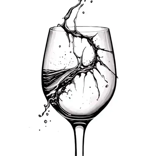 broken wine glass tattoo design idea