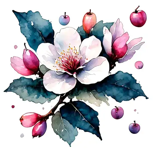 cherry blossoms pedals falling tattoo design idea