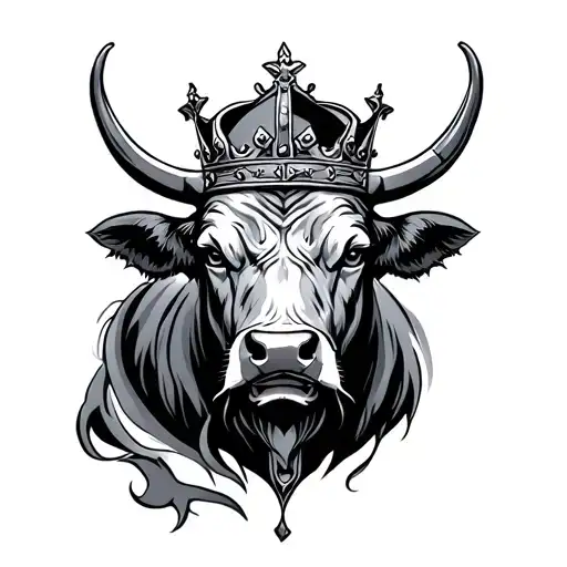 king crown bull tattoo design idea