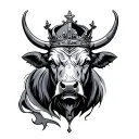 king crown bull tattoo design idea