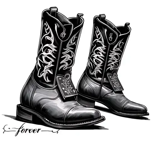 forever after all cowboy boots guitar tattoo design idea