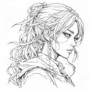 Dark anime girl with empty eyes tattoo design idea