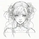 Dark anime girl with empty eyes tattoo design idea