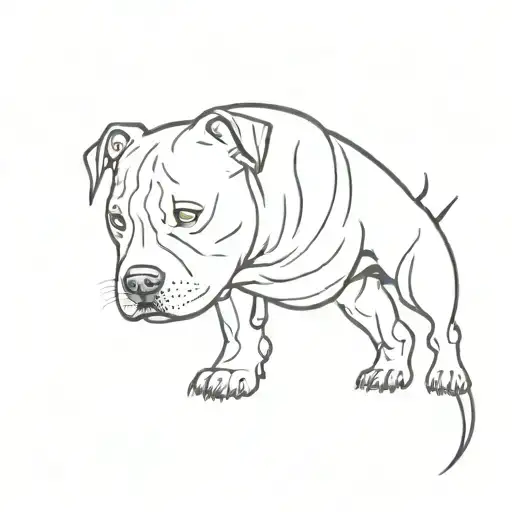 doodle art, pitbull dog pooping tattoo design idea
