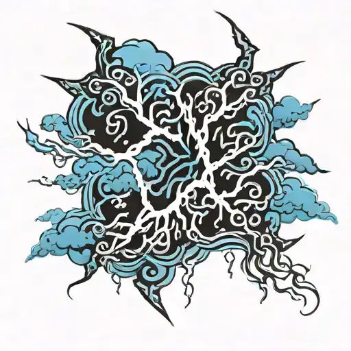 pale blue storm clouds and lightning storm tattoo design idea