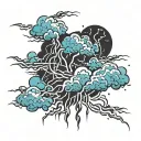 pale blue storm clouds and lightning storm tattoo design idea
