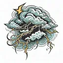 pale blue storm clouds and lightning storm tattoo design idea