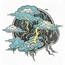 pale blue storm clouds and lightning storm tattoo design idea