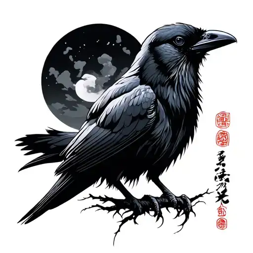 Crow Japanese tattoo design idea