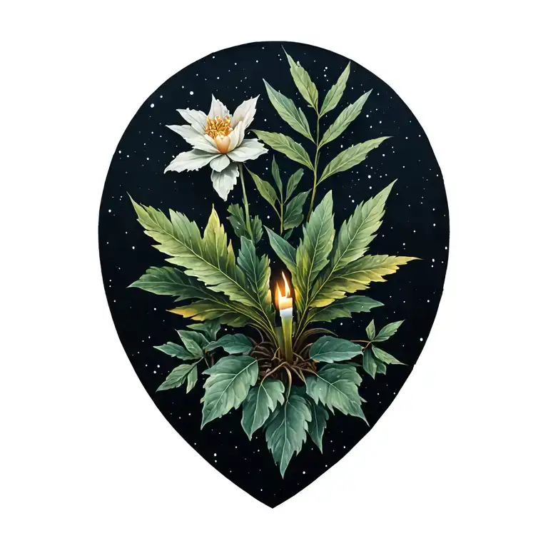 plants and winter solstice  tattoo design idea