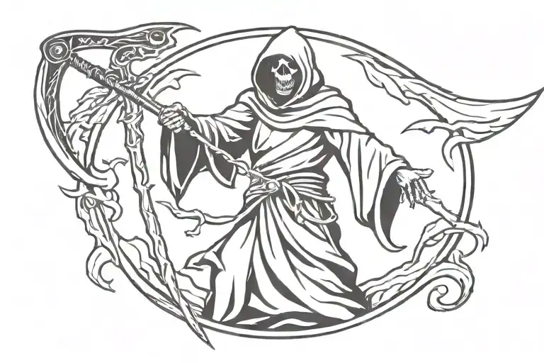 no soul reaper holding a scythe tattoo design idea