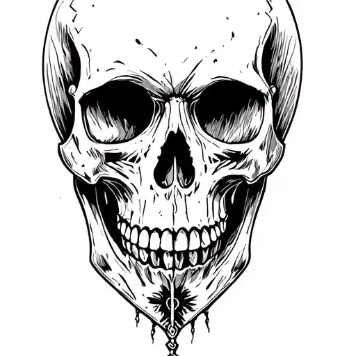 necromancer skull stencil art tattoo design idea