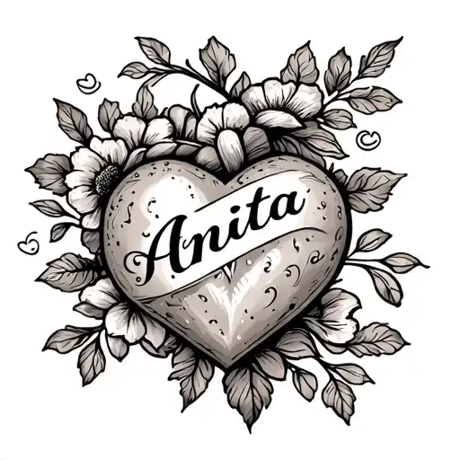 heart with name Anita tattoo design idea