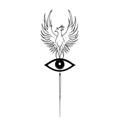 phoenix and all seeing eye tattoo design idea