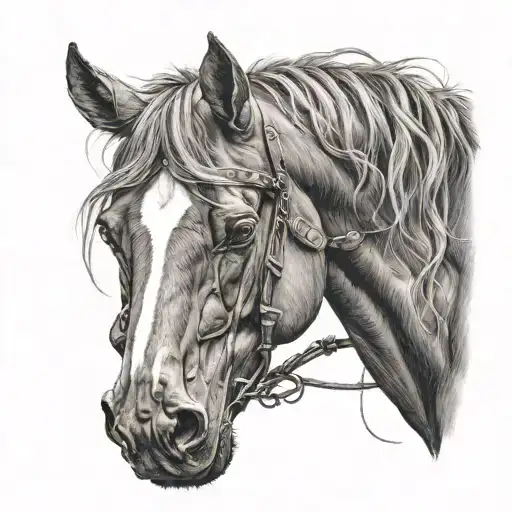 horse head tattoo holding tattoo design idea