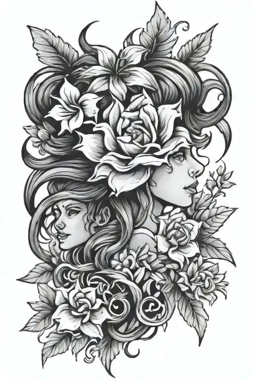traditional aerith flower tattoo design idea