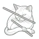 cat and chopsticks tattoo design idea