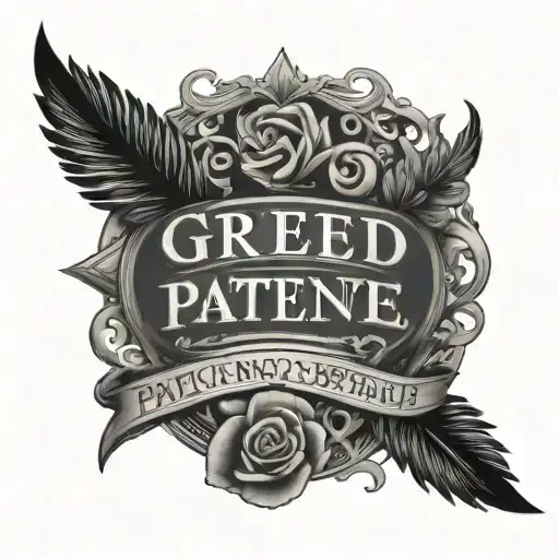 words - greed patience discipline ownership tattoo design idea