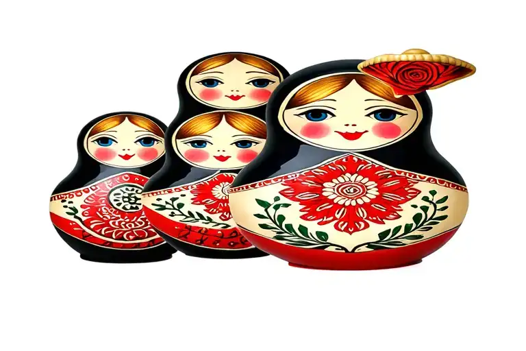 Russian nesting dolls representing 4 generations tattoo design idea