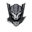 Bayverse Megatron headshot with deception logo  tattoo design idea