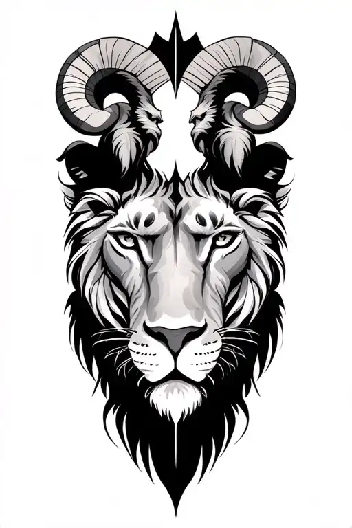 2 sons, Aries and Sagittarius, integrated to a Leo Father symbol tattoo design idea