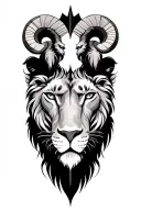 2 sons, Aries and Sagittarius, integrated to a Leo Father symbol tattoo design idea