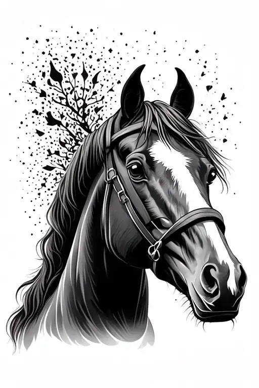  horse with white blaze tattoo design idea
