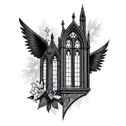 Ethel cain themed tattoo incorporating chapel windows tattoo design idea