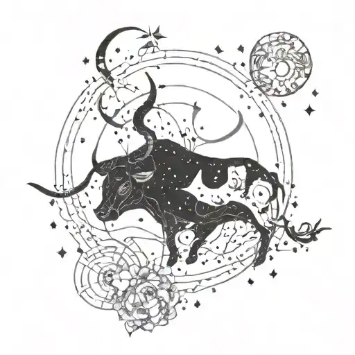 tribute to deceased little sister signed astrological Taurus, with constellation tattoo design idea