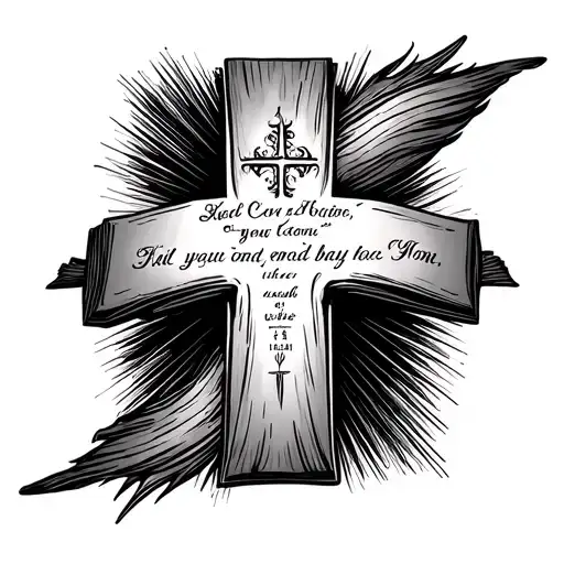 cross with bible verse Isaiah 41:10 tattoo design idea