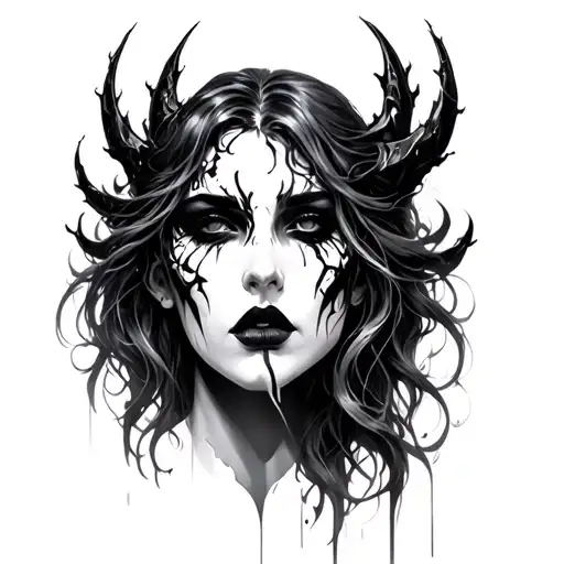 dark fantasy face tattoo design idea