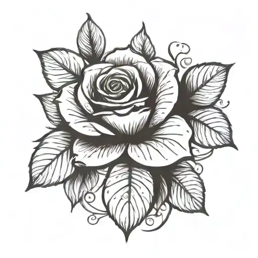 yokshire rose logo and eucalyptus gum leaves tattoo design idea
