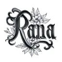"Rana" cursive latter tattoo design idea