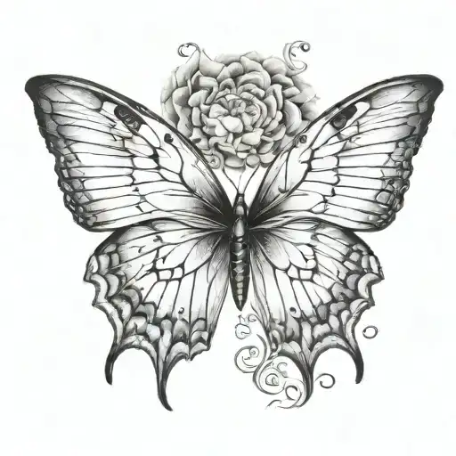 half butterfly wing and half is an angel wing spread tattoo design idea