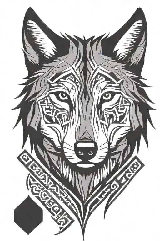 wolf looking straight  tattoo design idea