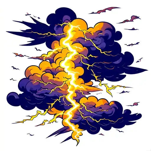 lightening storm clouds tattoo design idea