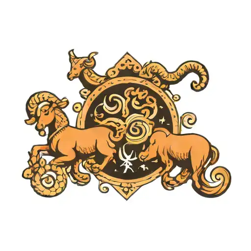 Aquarius,  Aries abd Taurus  symbols together  tattoo design idea