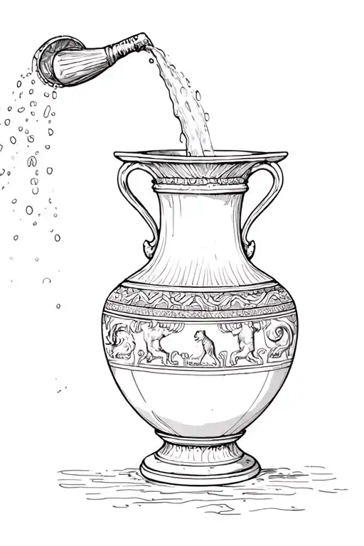 greek vase pouring water over the zoodiac of aquarius tattoo design idea