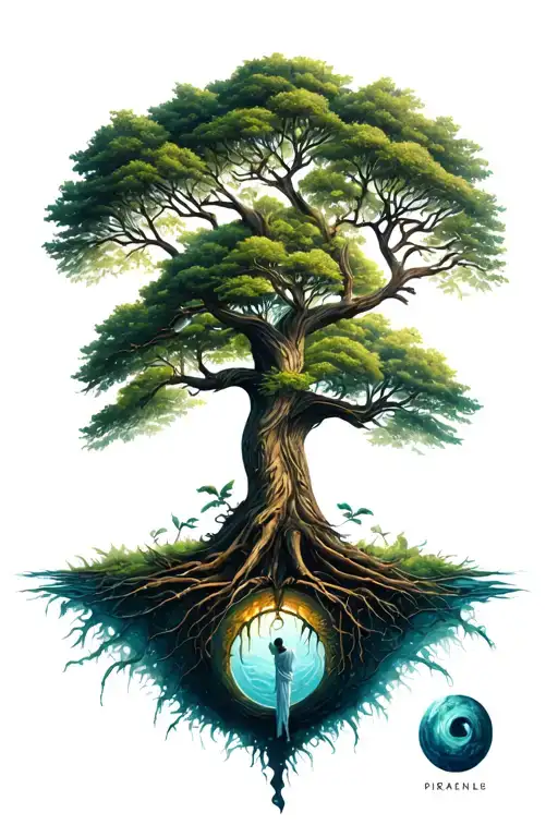Catch dream in a tree of life tattoo design idea
