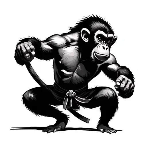 japanese monkey fighting stance tattoo design idea