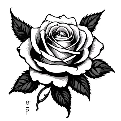rose with futhark runes wrapping tattoo design idea