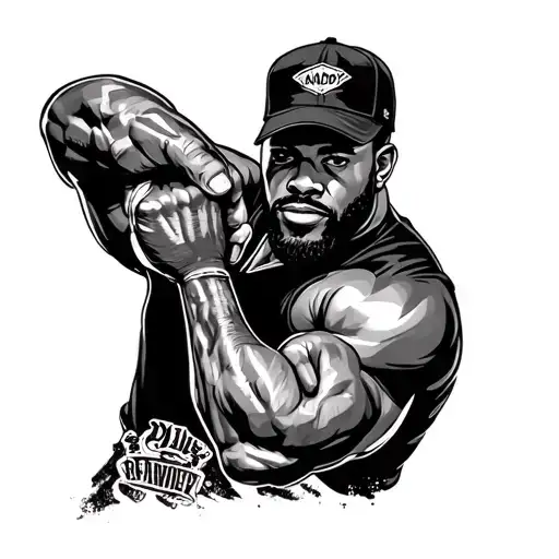 in memory of daddy 8up  willie freeman he was a derby car driver mechanic loved beer and arm wrestling  tattoo design idea